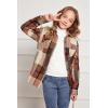 Arshiner Girls Flannel Plaid Jackets Button Down Long Sleeve Shirts Blouses Tops with Pockets Outfits(Khaki Plaid)