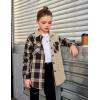 Arshiner Girls Flannel Plaid Jackets Button Down Long Sleeve Shirts Blouses Tops with Pockets Outfits(Khaki-brown)
