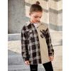 Arshiner Girls Flannel Plaid Jackets Button Down Long Sleeve Shirts Blouses Tops with Pockets Outfits(Khaki-brown)