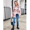 Arshiner Girls Flannel Plaid Jackets Button Down Long Sleeve Shirts Blouses Tops with Pockets Outfits(Pink-1)