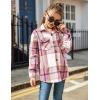 Arshiner Girls Flannel Plaid Jackets Button Down Long Sleeve Shirts Blouses Tops with Pockets Outfits(Pink-1)