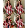 Arshiner Girls Flannel Plaid Jackets Button Down Long Sleeve Shirts Blouses Tops with Pockets Outfits(Red)