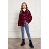 Arshiner Girls Flannel Plaid Jackets Button Down Long Sleeve Shirts Blouses Tops with Pockets Outfits(Red Plaid)