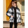 Arshiner Girls Full Zip Fleece Jacket Sherpa Outwear Coat Fall Winter for 4-12Y(Black Plaid)