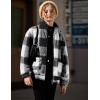 Arshiner Girls Full Zip Fleece Jacket Sherpa Outwear Coat Fall Winter for 4-12Y(Black Plaid)