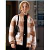 Arshiner Girls Full Zip Fleece Jacket Sherpa Outwear Coat Fall Winter for 4-12Y(Brown Plaid)