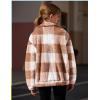 Arshiner Girls Full Zip Fleece Jacket Sherpa Outwear Coat Fall Winter for 4-12Y(Brown Plaid)