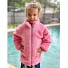 Arshiner Girls Full Zip Fleece Jacket Sherpa Outwear Coat Fall Winter for 4-12Y(Peach Pink)