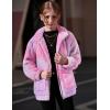 Arshiner Girls Full Zip Fleece Jacket Sherpa Outwear Coat Fall Winter for 4-12Y(Pink Purple)