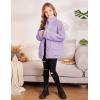 Arshiner Girls Full Zip Fleece Jacket Sherpa Outwear Coat Fall Winter for 4-12Y(Purple)