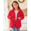 Arshiner Girls Full Zip Fleece Jacket Sherpa Outwear Coat Fall Winter for 4-12Y(Red)