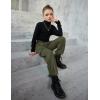 Arshiner Girls Joggers Sweatpants Kids Cargo Loose High Waisted Pants with Pockets 5-16 Years(Army Green)