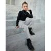 Arshiner Girls Joggers Sweatpants Kids Cargo Loose High Waisted Pants with Pockets 5-16 Years(Light Gray)