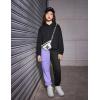 Arshiner Girls Joggers Sweatpants Kids Cargo Loose High Waisted Pants with Pockets 5-16 Years(Purple Color Block)