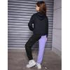 Arshiner Girls Joggers Sweatpants Kids Cargo Loose High Waisted Pants with Pockets 5-16 Years(Purple Color Block)