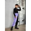 Arshiner Girls Joggers Sweatpants Kids Cargo Loose High Waisted Pants with Pockets 5-16 Years(Purple Color Block)