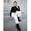 Arshiner Girls Joggers Sweatpants Kids Cargo Loose High Waisted Pants with Pockets 5-16 Years(White)