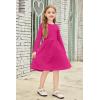 Arshiner Girls Long Sleeve Dress A line Twirly Skater Casual Bow Tie Dress(Rose Red)