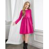 Arshiner Girls Long Sleeve Dress A line Twirly Skater Casual Bow Tie Dress(Rose Red)
