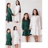 Arshiner Girls Long Sleeve Dress Boho Tiered Ruffle Hem Elegant Smocked Waist Midi Dress(Dark Green)