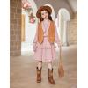 Arshiner Girls Long Sleeve Dress Boho Tiered Ruffle Hem Elegant Smocked Waist Midi Dress(Pink)