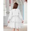 Arshiner Girls Long Sleeve Dress Boho Tiered Ruffle Hem Elegant Smocked Waist Midi Dress(White)