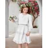 Arshiner Girls Long Sleeve Dress Boho Tiered Ruffle Hem Elegant Smocked Waist Midi Dress(White)