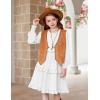 Arshiner Girls Long Sleeve Dress Boho Tiered Ruffle Hem Elegant Smocked Waist Midi Dress(White)