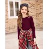 Arshiner Girls Long Sleeve Shirts Thermal Crew Neck Tunic Basic Tops Blouse Tee 3-12 Years(Dark Red)