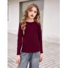 Arshiner Girls Long Sleeve Shirts Thermal Crew Neck Tunic Basic Tops Blouse Tee 3-12 Years(Dark Red)