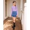 Arshiner Girls Long Sleeve Shirts Thermal Crew Neck Tunic Basic Tops Blouse Tee 3-12 Years(Purple)