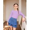 Arshiner Girls Long Sleeve Shirts Thermal Crew Neck Tunic Basic Tops Blouse Tee 3-12 Years(Purple)