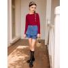 Arshiner Girls Long Sleeve Shirts Thermal Crew Neck Tunic Basic Tops Blouse Tee 3-12 Years(Red)