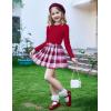 Arshiner Girls Long Sleeve Shirts Thermal Crew Neck Tunic Basic Tops Blouse Tee 3-12 Years(Red)