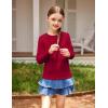 Arshiner Girls Long Sleeve Shirts Thermal Crew Neck Tunic Basic Tops Blouse Tee 3-12 Years(Red)