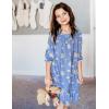 Arshiner Girls Nightgowns Long Sleeve Pajama Dress Cute Ruffle Sleepwear Soft Night Gowns(Blue Sleep Teddy)