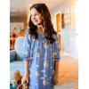 Arshiner Girls Nightgowns Long Sleeve Pajama Dress Cute Ruffle Sleepwear Soft Night Gowns(Blue Sleep Teddy)