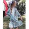 Arshiner Girls Nightgowns Long Sleeve Pajama Dress Cute Ruffle Sleepwear Soft Night Gowns(Light Blue Cat)