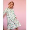 Arshiner Girls Nightgowns Long Sleeve Pajama Dress Cute Ruffle Sleepwear Soft Night Gowns(Light Green Cartoon Cat)