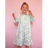 Arshiner Girls Nightgowns Long Sleeve Pajama Dress Cute Ruffle Sleepwear Soft Night Gowns(Light Green Cartoon Cat)