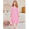 Arshiner Girls Nightgowns Long Sleeve Pajama Dress Cute Ruffle Sleepwear Soft Night Gowns(Pink)