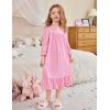 Arshiner Girls Nightgowns Long Sleeve Pajama Dress Cute Ruffle Sleepwear Soft Night Gowns(Pink)
