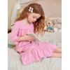 Arshiner Girls Nightgowns Long Sleeve Pajama Dress Cute Ruffle Sleepwear Soft Night Gowns(Pink)