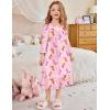 Arshiner Girls Nightgowns Long Sleeve Pajama Dress Cute Ruffle Sleepwear Soft Night Gowns(Pink Boots)