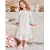 Arshiner Girls Nightgowns Long Sleeve Pajama Dress Cute Ruffle Sleepwear Soft Night Gowns(White)