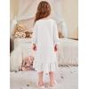 Arshiner Girls Nightgowns Long Sleeve Pajama Dress Cute Ruffle Sleepwear Soft Night Gowns(White)