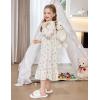 Arshiner Girls Nightgowns Long Sleeve Pajama Dress Cute Ruffle Sleepwear Soft Night Gowns(White Flowers)