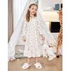 Arshiner Girls Nightgowns Long Sleeve Pajama Dress Cute Ruffle Sleepwear Soft Night Gowns(White Flowers)