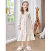 Arshiner Girls Nightgowns Long Sleeve Pajama Dress Cute Ruffle Sleepwear Soft Night Gowns(White Flowers)