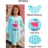 Arshiner Girls Nightgowns Long Sleeve Print Pajamas Nightdress for Kids Soft Sleep Wear Nighties(Aqua Green/Alpaca)
